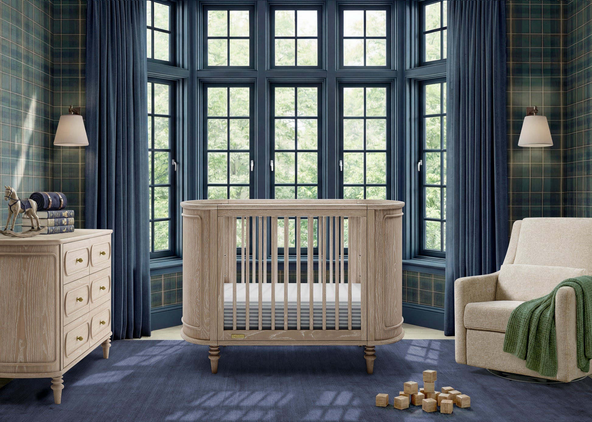 Provence 4-in-1 Oval Convertible Crib & Breathable Luxury Mattress - Whitewash Ash - Product image 2