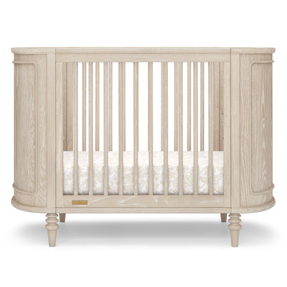 Provence 4-in-1 Oval Convertible Crib & Breathable Luxury Mattress - Whitewash Ash - Media 45316993581348