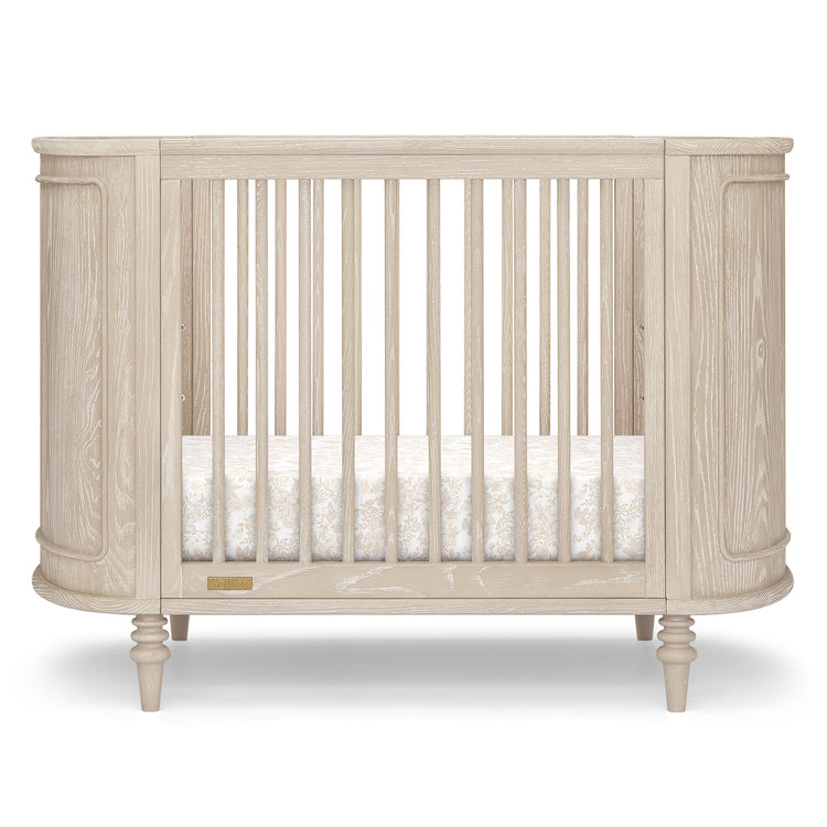 Provence 4-in-1 Oval Convertible Crib & Breathable Luxury Mattress - Whitewash Ash - Media 45316993581348