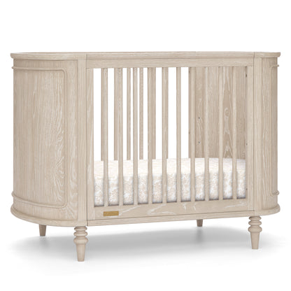 Provence 4-in-1 Oval Convertible Crib & Breathable Luxury Mattress - Whitewash Ash - Media 45316993548580