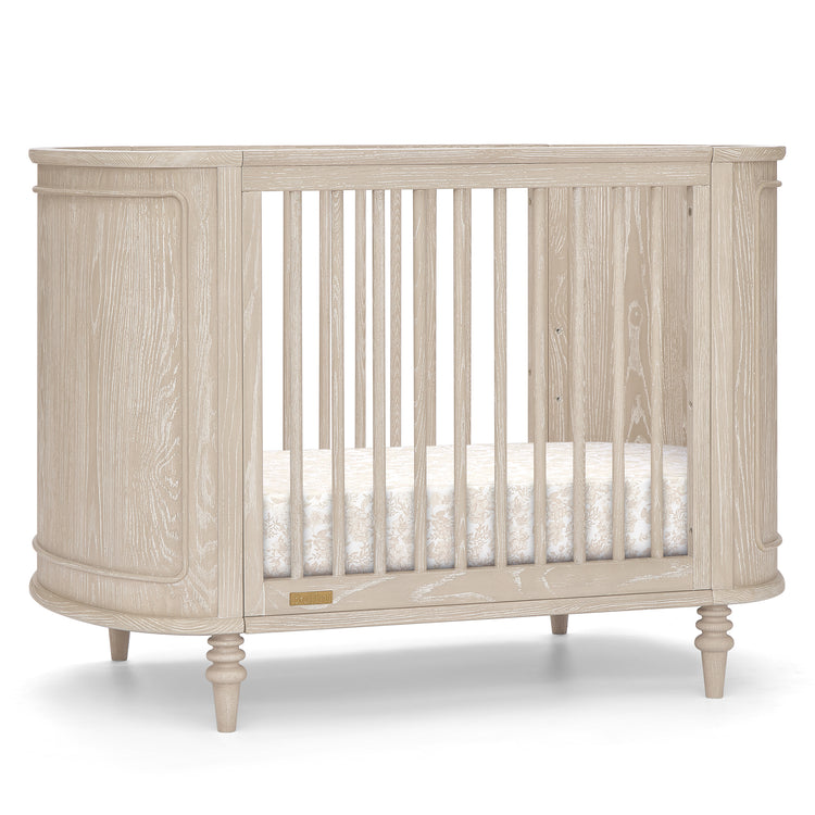 Provence 4-in-1 Oval Convertible Crib & Breathable Luxury Mattress - Whitewash Ash - Media 45316993548580