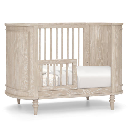 Provence 4-in-1 Oval Convertible Crib & Breathable Luxury Mattress - Whitewash Ash - Media 45316993515812