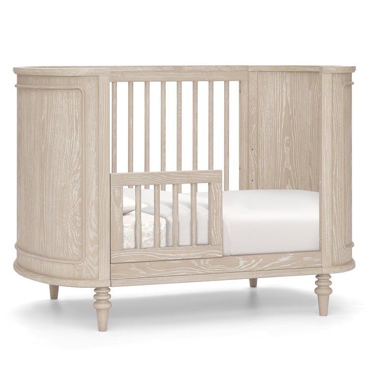 Provence 4-in-1 Oval Convertible Crib & Breathable Luxury Mattress - Whitewash Ash - Media 45316993515812