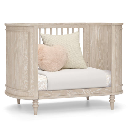 Provence 4-in-1 Oval Convertible Crib & Breathable Luxury Mattress - Whitewash Ash - Media 45316993483044