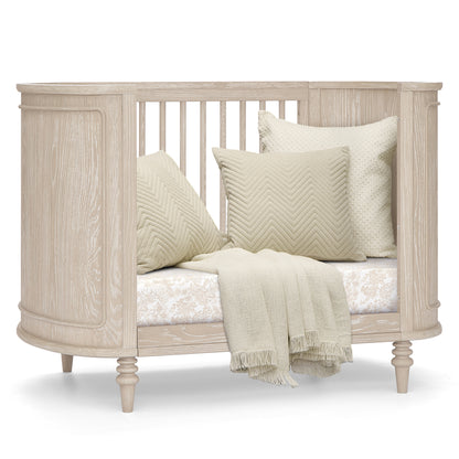 Provence 4-in-1 Oval Convertible Crib & Breathable Luxury Mattress - Whitewash Ash - Media 45316993450276
