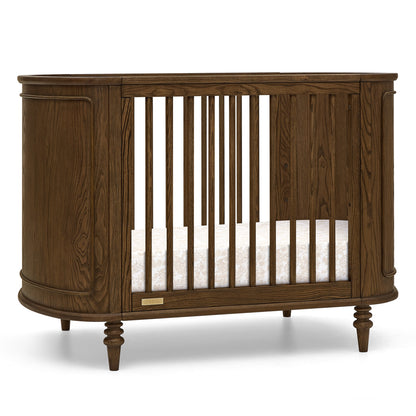 Provence 4-in-1 Oval Convertible Crib & Breathable Luxury Mattress - Deep Brown Ash - Media 45317006721316