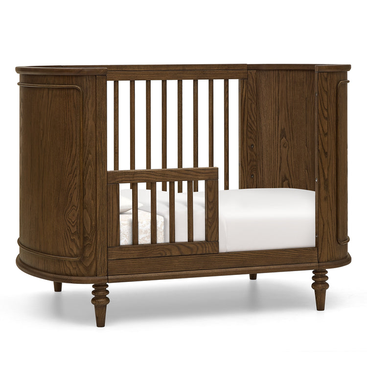 Provence 4-in-1 Oval Convertible Crib & Breathable Luxury Mattress - Deep Brown Ash - Media 45317006688548