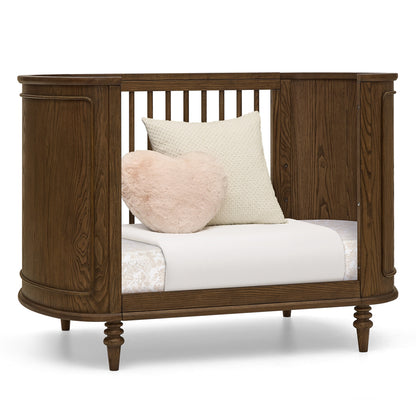 Provence 4-in-1 Oval Convertible Crib & Breathable Luxury Mattress - Deep Brown Ash - Media 45317006655780