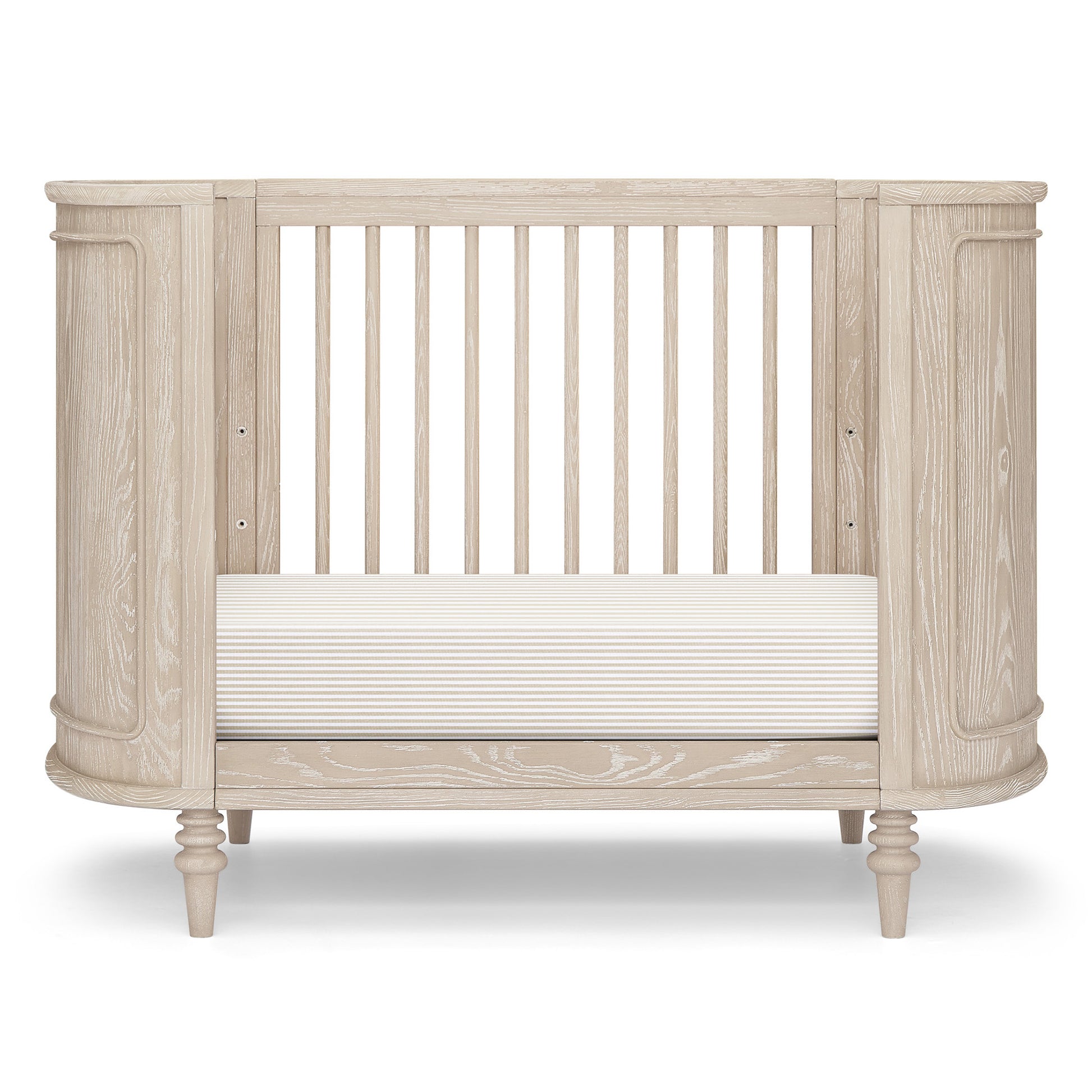 Oval Organic Jersey Cotton Crib Sheet and Changing Pad Cover Set - Tan Stripe - Product image 15