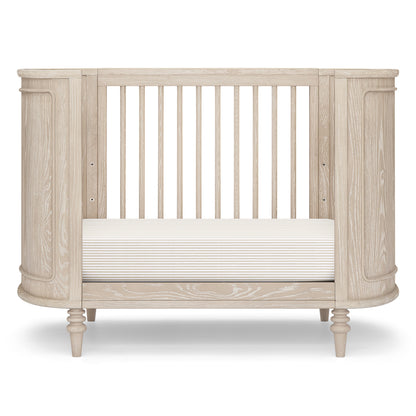 Oval Organic Jersey Cotton Crib Sheet and Changing Pad Cover Set - Tan Stripe - Media 45401062703396