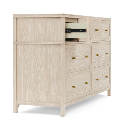 Wells 7 Drawer Dresser - Whitewash Ash - Media 45319715914020