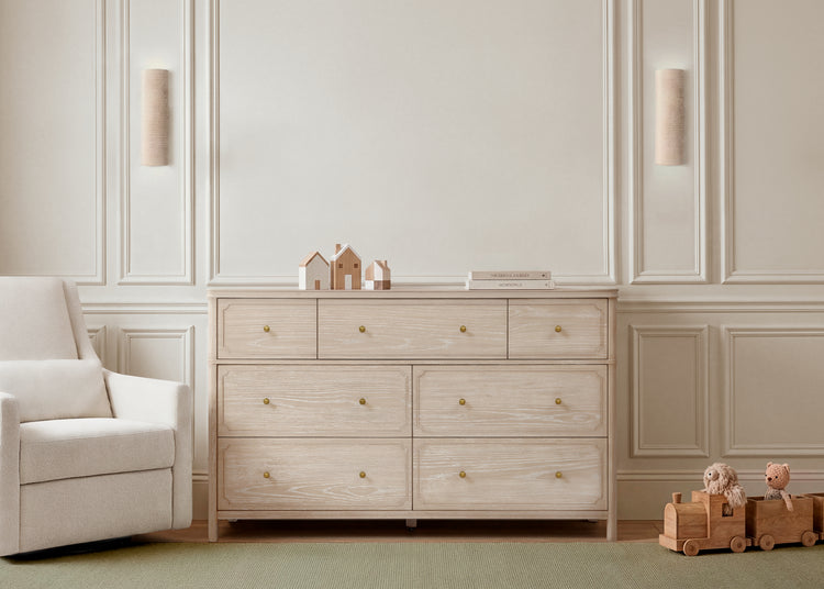 dresser with 7 drawers for Bedroom 54"W Wood Rustic Chest of Drawers for Nursery The hidden drawer of the dresser provides discrete storage space for your valuables. Memphis Solid Mahogany Wood Distressed