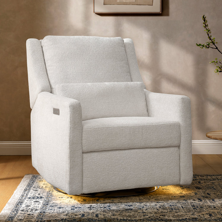 Seoul Power Recliner with USB-C Charging Ports, Nightlight & Lumbar Pillow - Snow - Media 44036742709540