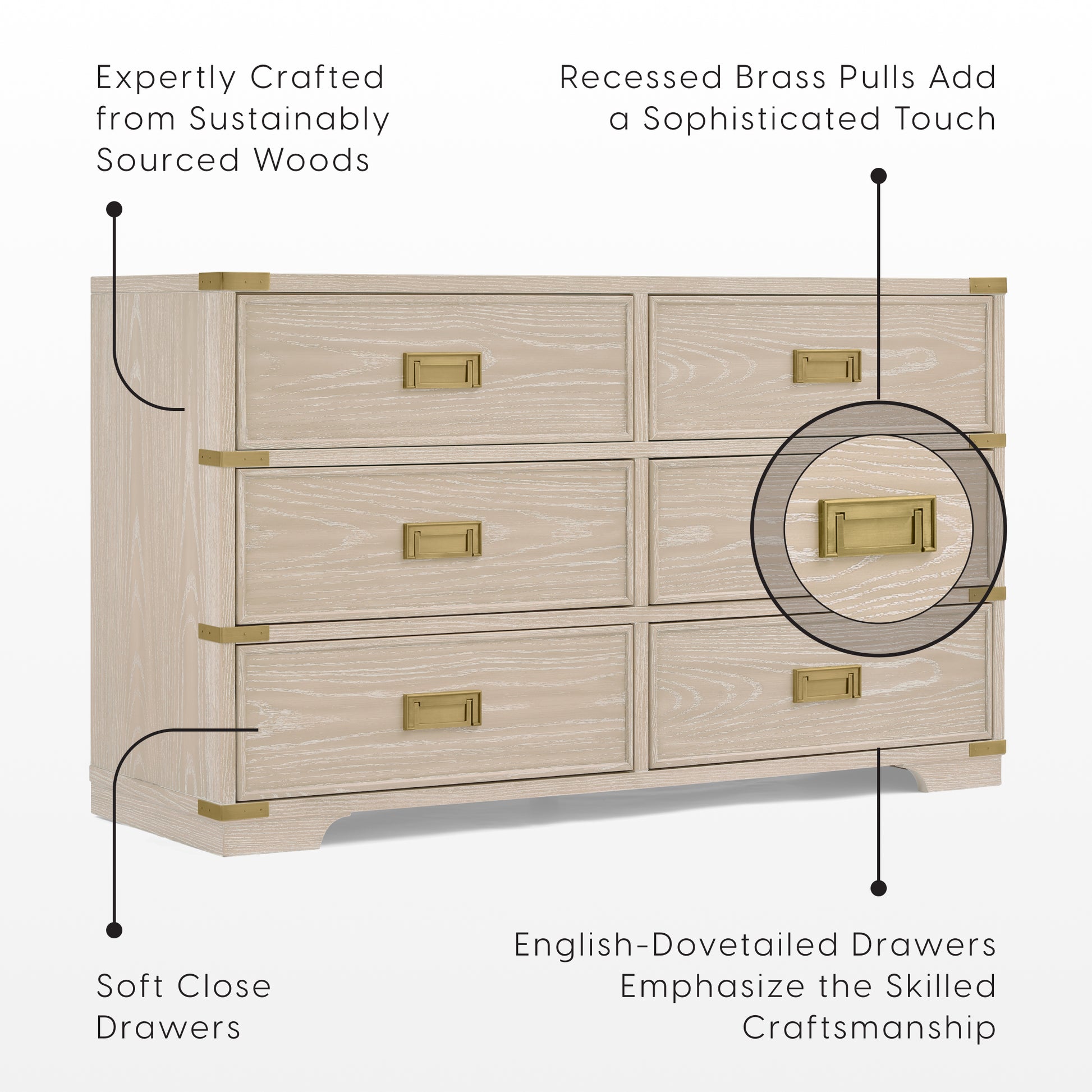 Paris 6 Drawer Dresser - Whitewash Ash - Product image 7