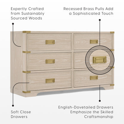 Paris 6 Drawer Dresser - Whitewash Ash - Media 45239915315492